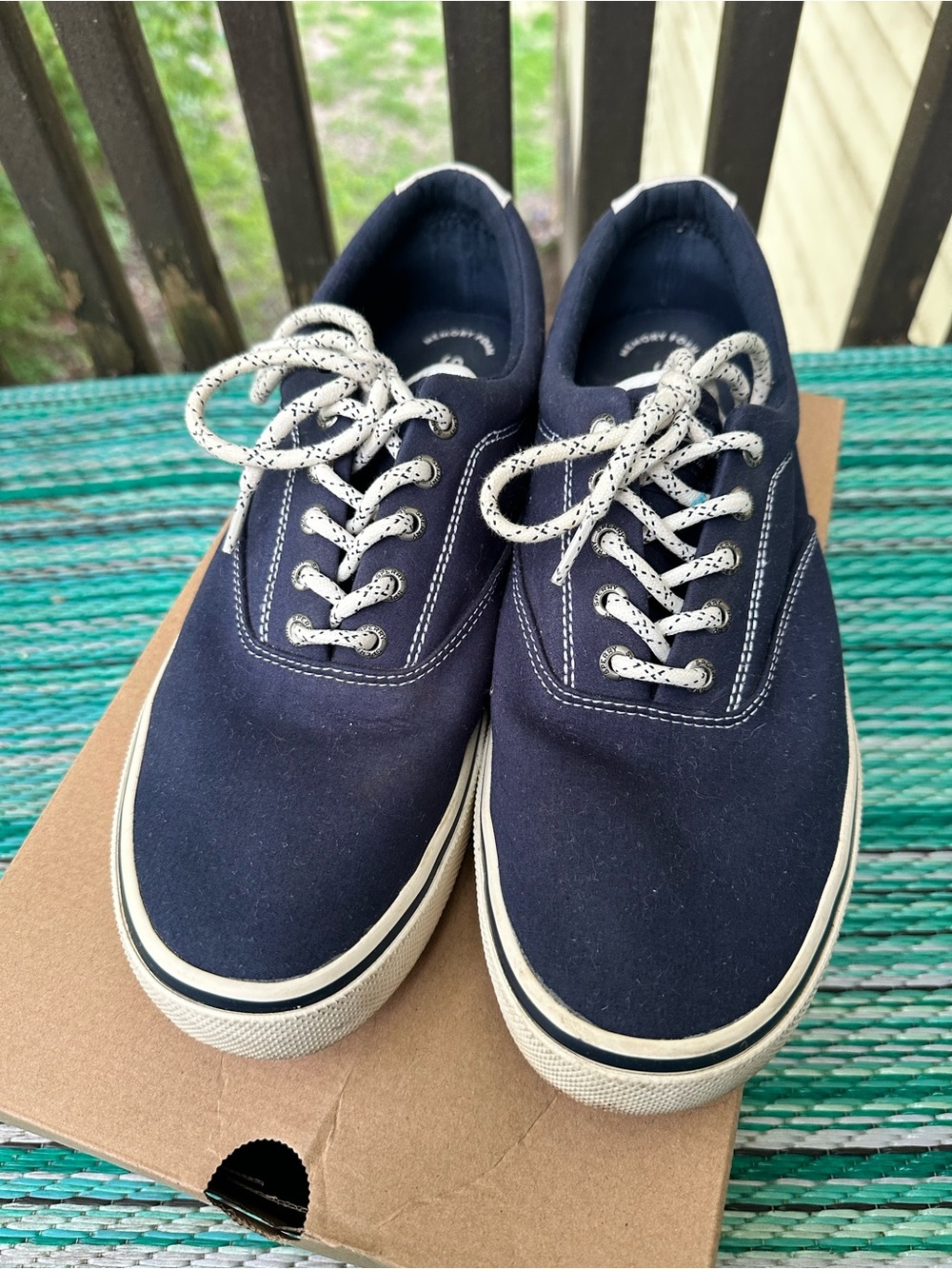 Sperry Navy Canvas Lace-Up Sneakers with White Trim